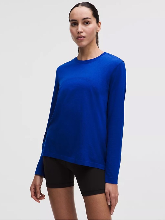 lululemon athletica Tops - Lululemon Swiftly Relaxed Long Sleeve Shirt Size 8 NWT Clubhouse Blue/Jet Stream